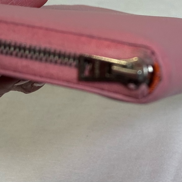 HERMES ‎ Zip Around Long Wallet Epsom pink with orange interior EUC - Picture 14 of 14